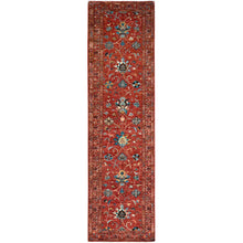 Load image into Gallery viewer, 2&#39;9&quot;x10&#39;3&quot; Crimson Red With Flower Blossom Design All Over, 100% Wool, Hand Knotted, Vegetable Dyes, Denser Weave, Afghan Sultani Runner Oriental Rug FWR521376