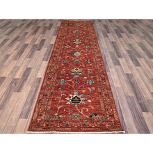 Load image into Gallery viewer, 2&#39;9&quot;x10&#39;3&quot; Crimson Red With Flower Blossom Design All Over, 100% Wool, Hand Knotted, Vegetable Dyes, Denser Weave, Afghan Sultani Runner Oriental Rug FWR521376