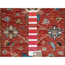 Load image into Gallery viewer, 2&#39;9&quot;x10&#39;3&quot; Crimson Red With Flower Blossom Design All Over, 100% Wool, Hand Knotted, Vegetable Dyes, Denser Weave, Afghan Sultani Runner Oriental Rug FWR521376