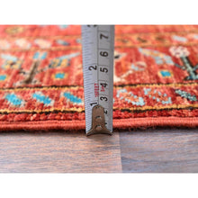 Load image into Gallery viewer, 2&#39;9&quot;x10&#39;3&quot; Crimson Red With Flower Blossom Design All Over, 100% Wool, Hand Knotted, Vegetable Dyes, Denser Weave, Afghan Sultani Runner Oriental Rug FWR521376