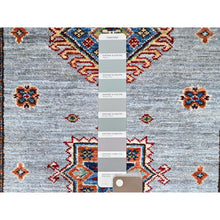 Load image into Gallery viewer, 2&#39;9&quot;x18&#39;2&quot; Jubilee Gray and Cosmic Latte White, Vegetable Dyes, Denser Weave Organic Wool, Hand Knotted Afghan Super Kazak with Tribal Geometric Medallions, XL Runner Oriental Rug FWR521496