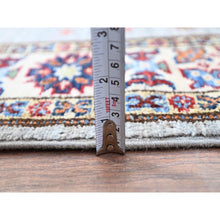 Load image into Gallery viewer, 2&#39;9&quot;x18&#39;2&quot; Jubilee Gray and Cosmic Latte White, Vegetable Dyes, Denser Weave Organic Wool, Hand Knotted Afghan Super Kazak with Tribal Geometric Medallions, XL Runner Oriental Rug FWR521496