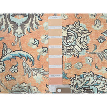 Load image into Gallery viewer, 9&#39;9&quot;x12&#39;5&quot; Burnt Sienna Pink, Antiqued Persian Tabriz, Cropped Thin, Evenly Worn Oragnic Wool Hand Knotted, Sheared Low Distressed Look, All Over Floral Design, Clean with Sides and Ends Professionally Secured, Oriental Rug FWR521544