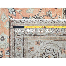 Load image into Gallery viewer, 9&#39;9&quot;x12&#39;5&quot; Burnt Sienna Pink, Antiqued Persian Tabriz, Cropped Thin, Evenly Worn Oragnic Wool Hand Knotted, Sheared Low Distressed Look, All Over Floral Design, Clean with Sides and Ends Professionally Secured, Oriental Rug FWR521544