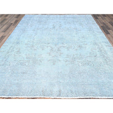 Load image into Gallery viewer, 7&#39;1&quot;x9&#39;9&quot; Corydalis Blue, Hand Knotted Cropped Thin Old Persian Tabriz, Even Wear, Sides and Ends Professionally Secured, Cleaned, Sheared Low, Good Condition Velvety Wool Oriental Rug FWR521556