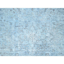 Load image into Gallery viewer, 7&#39;1&quot;x9&#39;9&quot; Corydalis Blue, Hand Knotted Cropped Thin Old Persian Tabriz, Even Wear, Sides and Ends Professionally Secured, Cleaned, Sheared Low, Good Condition Velvety Wool Oriental Rug FWR521556