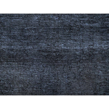 Load image into Gallery viewer, 6&#39;3&quot;x9&#39;3&quot; Vulcan Black, Hand Knotted Vintage Persian Tabriz, Shiny Wool, Distressed Look, Cropped Thin, Sheared Low, Evenly Worn Shabby Chic, Sides and Ends Professionally Secured, Oriental Rug FWR521562