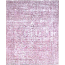 Load image into Gallery viewer, 9&#39;8&quot;x11&#39;10&quot; Taffy Pink, Old Persian Tabriz, Hand Knotted, Distressed Look, Cropped Thin, Pure Wool, Sides and Ends Professionally Secured and Cleaned, Worn Down Oriental Rug FWR521574