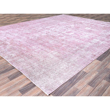 Load image into Gallery viewer, 9&#39;8&quot;x11&#39;10&quot; Taffy Pink, Old Persian Tabriz, Hand Knotted, Distressed Look, Cropped Thin, Pure Wool, Sides and Ends Professionally Secured and Cleaned, Worn Down Oriental Rug FWR521574