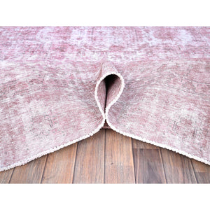 9'8"x11'10" Taffy Pink, Old Persian Tabriz, Hand Knotted, Distressed Look, Cropped Thin, Pure Wool, Sides and Ends Professionally Secured and Cleaned, Worn Down Oriental Rug FWR521574