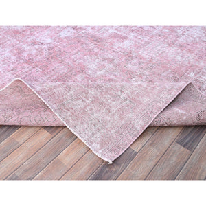 9'8"x11'10" Taffy Pink, Old Persian Tabriz, Hand Knotted, Distressed Look, Cropped Thin, Pure Wool, Sides and Ends Professionally Secured and Cleaned, Worn Down Oriental Rug FWR521574