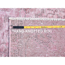 Load image into Gallery viewer, 9&#39;8&quot;x11&#39;10&quot; Taffy Pink, Old Persian Tabriz, Hand Knotted, Distressed Look, Cropped Thin, Pure Wool, Sides and Ends Professionally Secured and Cleaned, Worn Down Oriental Rug FWR521574