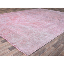 Load image into Gallery viewer, 9&#39;5&quot;x12&#39;7&quot; Sherbet Pink, Hand Knotted Extra Soft Wool Even Wear, Sides and Ends Professionally Secured and Cleaned, Good Condition, Sheared Low, Vintage Persian Tabriz, Cropped Thin, Abrash Distressed Oriental Rug FWR521580