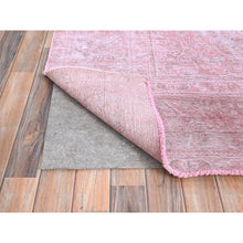 Load image into Gallery viewer, 9&#39;5&quot;x12&#39;7&quot; Sherbet Pink, Hand Knotted Extra Soft Wool Even Wear, Sides and Ends Professionally Secured and Cleaned, Good Condition, Sheared Low, Vintage Persian Tabriz, Cropped Thin, Abrash Distressed Oriental Rug FWR521580