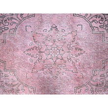 Load image into Gallery viewer, 9&#39;5&quot;x12&#39;7&quot; Sherbet Pink, Hand Knotted Extra Soft Wool Even Wear, Sides and Ends Professionally Secured and Cleaned, Good Condition, Sheared Low, Vintage Persian Tabriz, Cropped Thin, Abrash Distressed Oriental Rug FWR521580