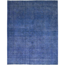 Load image into Gallery viewer, 10&#39;x12&#39;7&quot; Lyons Blue, Hand Knotted Vintage Persian Tabriz, Cleaned, Sides and Ends Professionally Secured, Overdyed Distressed, Sheared Low, Evenly Worn Natural Wool Oriental Rug FWR521598