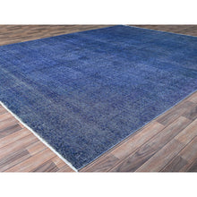 Load image into Gallery viewer, 10&#39;x12&#39;7&quot; Lyons Blue, Hand Knotted Vintage Persian Tabriz, Cleaned, Sides and Ends Professionally Secured, Overdyed Distressed, Sheared Low, Evenly Worn Natural Wool Oriental Rug FWR521598