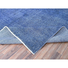 Load image into Gallery viewer, 10&#39;x12&#39;7&quot; Lyons Blue, Hand Knotted Vintage Persian Tabriz, Cleaned, Sides and Ends Professionally Secured, Overdyed Distressed, Sheared Low, Evenly Worn Natural Wool Oriental Rug FWR521598