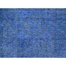 Load image into Gallery viewer, 10&#39;x12&#39;7&quot; Lyons Blue, Hand Knotted Vintage Persian Tabriz, Cleaned, Sides and Ends Professionally Secured, Overdyed Distressed, Sheared Low, Evenly Worn Natural Wool Oriental Rug FWR521598