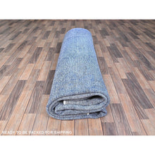 Load image into Gallery viewer, 10&#39;x12&#39;7&quot; Lyons Blue, Hand Knotted Vintage Persian Tabriz, Cleaned, Sides and Ends Professionally Secured, Overdyed Distressed, Sheared Low, Evenly Worn Natural Wool Oriental Rug FWR521598