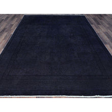 Load image into Gallery viewer, 6&#39;5&quot;x9&#39;5&quot; Onyx Black, Overdyed, Evenly Worn, Cropped Thin, Hand Knotted Sides and Ends Professionally Secured, Vintage Persian Tabriz, Sheared Low, Cleaned, Extra Soft Wool, Oriental Rug FWR521616