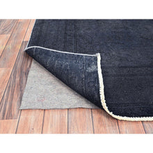 Load image into Gallery viewer, 6&#39;5&quot;x9&#39;5&quot; Onyx Black, Overdyed, Evenly Worn, Cropped Thin, Hand Knotted Sides and Ends Professionally Secured, Vintage Persian Tabriz, Sheared Low, Cleaned, Extra Soft Wool, Oriental Rug FWR521616