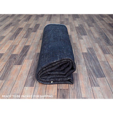 Load image into Gallery viewer, 6&#39;5&quot;x9&#39;5&quot; Onyx Black, Overdyed, Evenly Worn, Cropped Thin, Hand Knotted Sides and Ends Professionally Secured, Vintage Persian Tabriz, Sheared Low, Cleaned, Extra Soft Wool, Oriental Rug FWR521616