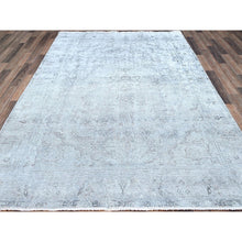 Load image into Gallery viewer, 6&#39;x8&#39;10&quot; Blue Gray, Hand Knotted Sides and Ends Professionally Secured and Cleaned, Vintage Persian Tabriz, Cropped Thin, Sheared Low, Evenly Worn, Shiny Wool, Oriental Distressed Rug FWR521622