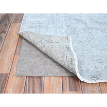 Load image into Gallery viewer, 6&#39;x8&#39;10&quot; Blue Gray, Hand Knotted Sides and Ends Professionally Secured and Cleaned, Vintage Persian Tabriz, Cropped Thin, Sheared Low, Evenly Worn, Shiny Wool, Oriental Distressed Rug FWR521622