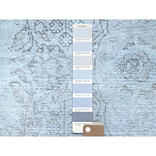 Load image into Gallery viewer, 6&#39;x8&#39;10&quot; Blue Gray, Hand Knotted Sides and Ends Professionally Secured and Cleaned, Vintage Persian Tabriz, Cropped Thin, Sheared Low, Evenly Worn, Shiny Wool, Oriental Distressed Rug FWR521622