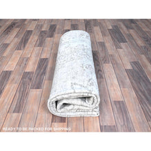 Load image into Gallery viewer, 6&#39;x8&#39;10&quot; Blue Gray, Hand Knotted Sides and Ends Professionally Secured and Cleaned, Vintage Persian Tabriz, Cropped Thin, Sheared Low, Evenly Worn, Shiny Wool, Oriental Distressed Rug FWR521622