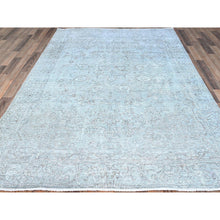 Load image into Gallery viewer, 6&#39;x8&#39;9&quot; Celestial Blue, Vintage Persian Tabriz, Hand Knotted Cropped Thin, Sheared Low, Evenly Worn, 100% Wool, Sides and Ends Professionally Secured and Cleaned, Oriental Distressed Rug FWR521628