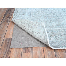 Load image into Gallery viewer, 6&#39;x8&#39;9&quot; Celestial Blue, Vintage Persian Tabriz, Hand Knotted Cropped Thin, Sheared Low, Evenly Worn, 100% Wool, Sides and Ends Professionally Secured and Cleaned, Oriental Distressed Rug FWR521628