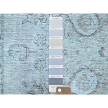 Load image into Gallery viewer, 6&#39;x8&#39;9&quot; Celestial Blue, Vintage Persian Tabriz, Hand Knotted Cropped Thin, Sheared Low, Evenly Worn, 100% Wool, Sides and Ends Professionally Secured and Cleaned, Oriental Distressed Rug FWR521628