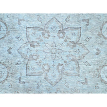 Load image into Gallery viewer, 6&#39;x8&#39;9&quot; Celestial Blue, Vintage Persian Tabriz, Hand Knotted Cropped Thin, Sheared Low, Evenly Worn, 100% Wool, Sides and Ends Professionally Secured and Cleaned, Oriental Distressed Rug FWR521628