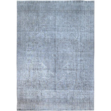 Load image into Gallery viewer, 8&#39;10&quot;x12&#39;4&quot; Frost Gray, Vintage Persian Tabriz, Distressed Look, Organic Wool, Cropped Thin, Sides and Ends Professionally Secured and Cleaned, Sheared Low, Hand Knotted, Oriental Rug FWR521640