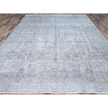 Load image into Gallery viewer, 8&#39;10&quot;x12&#39;4&quot; Frost Gray, Vintage Persian Tabriz, Distressed Look, Organic Wool, Cropped Thin, Sides and Ends Professionally Secured and Cleaned, Sheared Low, Hand Knotted, Oriental Rug FWR521640