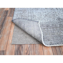 Load image into Gallery viewer, 8&#39;10&quot;x12&#39;4&quot; Frost Gray, Vintage Persian Tabriz, Distressed Look, Organic Wool, Cropped Thin, Sides and Ends Professionally Secured and Cleaned, Sheared Low, Hand Knotted, Oriental Rug FWR521640