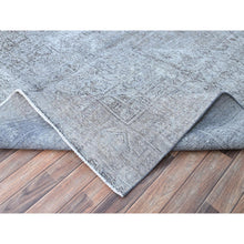 Load image into Gallery viewer, 8&#39;10&quot;x12&#39;4&quot; Frost Gray, Vintage Persian Tabriz, Distressed Look, Organic Wool, Cropped Thin, Sides and Ends Professionally Secured and Cleaned, Sheared Low, Hand Knotted, Oriental Rug FWR521640