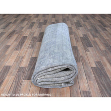 Load image into Gallery viewer, 8&#39;10&quot;x12&#39;4&quot; Frost Gray, Vintage Persian Tabriz, Distressed Look, Organic Wool, Cropped Thin, Sides and Ends Professionally Secured and Cleaned, Sheared Low, Hand Knotted, Oriental Rug FWR521640