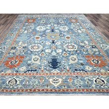 Load image into Gallery viewer, 9&#39;x11&#39;9&quot; Niagara Blue, Hand Knotted, Vegetable Dyes, Caucasian Gul Motifs Design, Soft and Vibrant Wool, Shaved Down, Zero Pile, Oriental Rug FWR521658