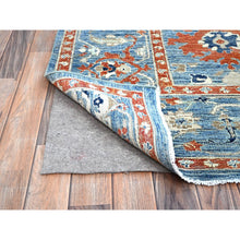 Load image into Gallery viewer, 9&#39;x11&#39;9&quot; Niagara Blue, Hand Knotted, Vegetable Dyes, Caucasian Gul Motifs Design, Soft and Vibrant Wool, Shaved Down, Zero Pile, Oriental Rug FWR521658