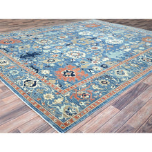 Load image into Gallery viewer, 9&#39;1&quot;x11&#39;9&quot; Intel Blue, Pure And Soft Wool, Hand Knotted, Zero Pile, Vegetable Dyes, All Over Caucasian Gul Motifs Design, Shaved Down, Oriental Rug FWR521664