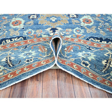 Load image into Gallery viewer, 9&#39;1&quot;x11&#39;9&quot; Intel Blue, Pure And Soft Wool, Hand Knotted, Zero Pile, Vegetable Dyes, All Over Caucasian Gul Motifs Design, Shaved Down, Oriental Rug FWR521664