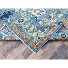 Load image into Gallery viewer, 9&#39;1&quot;x11&#39;9&quot; Intel Blue, Pure And Soft Wool, Hand Knotted, Zero Pile, Vegetable Dyes, All Over Caucasian Gul Motifs Design, Shaved Down, Oriental Rug FWR521664