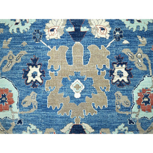 9'1"x11'9" Intel Blue, Pure And Soft Wool, Hand Knotted, Zero Pile, Vegetable Dyes, All Over Caucasian Gul Motifs Design, Shaved Down, Oriental Rug FWR521664