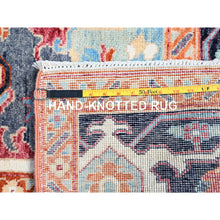 Load image into Gallery viewer, 9&#39;2&quot;x11&#39;8&quot; Yarrow Pink With Grotto Blue Border, Vegetable Dyes, Hand Knotted, Afghan Peshawar Serapi Heriz With Central Diamond Shaped Motif Design, Natural Wool Denser Weave Oriental Rug FWR521730