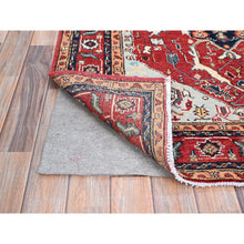 Load image into Gallery viewer, 4&#39;x5&#39;10&quot; Smoke Gray, Red Border, Hand Knotted, Velvety and Soft Wool, Densely Woven, Afghan Serapi Heriz Design With Central Motif, Natural Dyes, Oriental Rug FWR521802