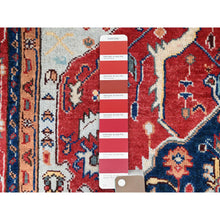 Load image into Gallery viewer, 4&#39;x5&#39;10&quot; Smoke Gray, Red Border, Hand Knotted, Velvety and Soft Wool, Densely Woven, Afghan Serapi Heriz Design With Central Motif, Natural Dyes, Oriental Rug FWR521802