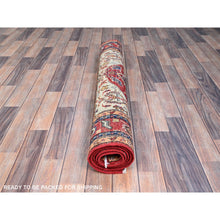 Load image into Gallery viewer, 4&#39;x5&#39;10&quot; Smoke Gray, Red Border, Hand Knotted, Velvety and Soft Wool, Densely Woven, Afghan Serapi Heriz Design With Central Motif, Natural Dyes, Oriental Rug FWR521802